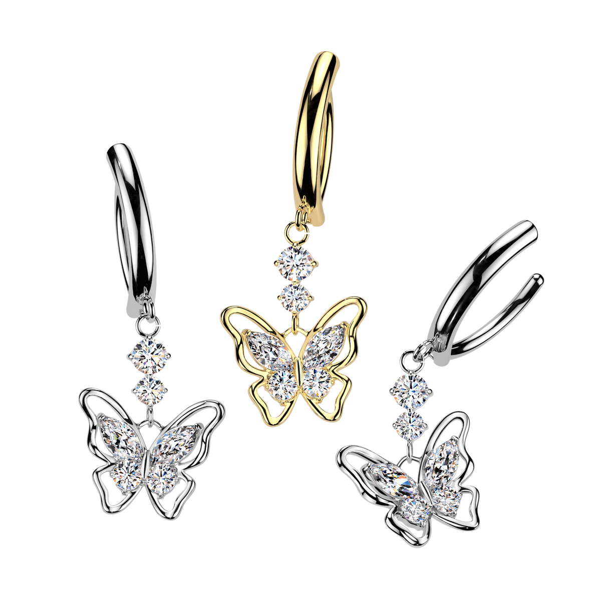 Butterfly Hinged Clicker Belly Button Bar range