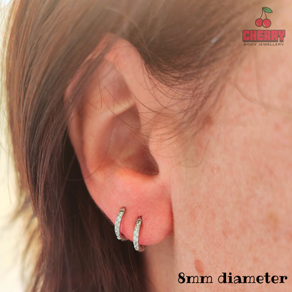 CZ Hinged Clicker Huggie Hoop Earrings