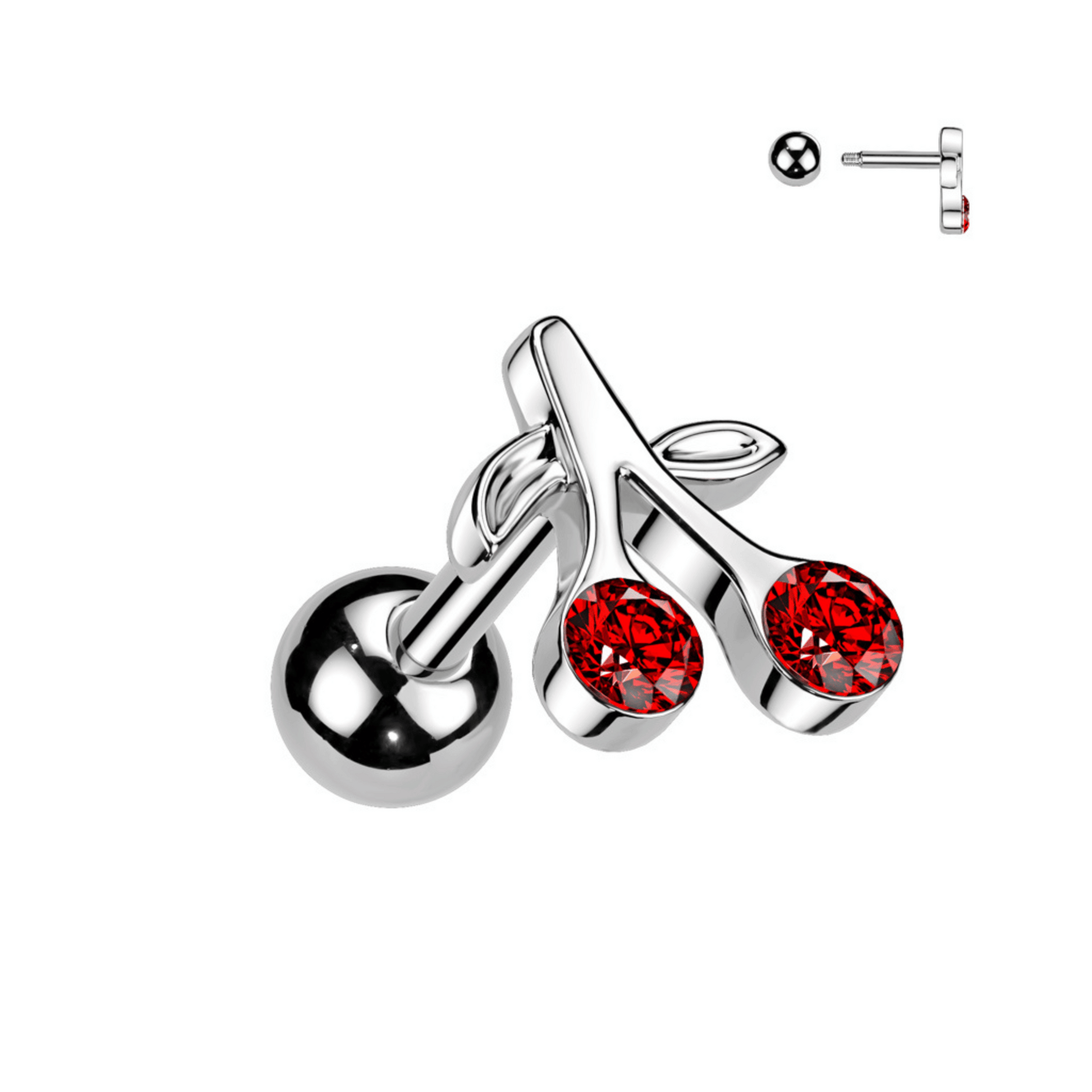 Cherries Steel Tragus Cartilage Bar 