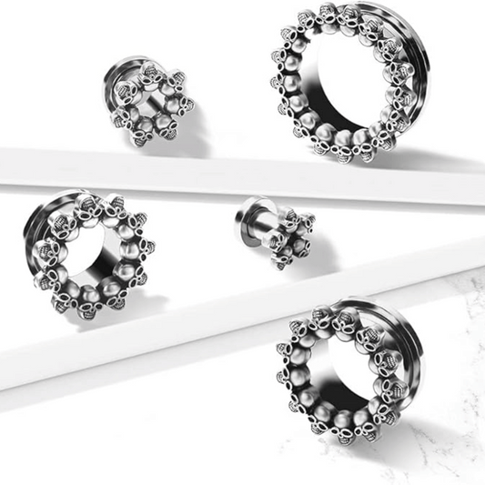 Circle of skulls ear lobe tunnel