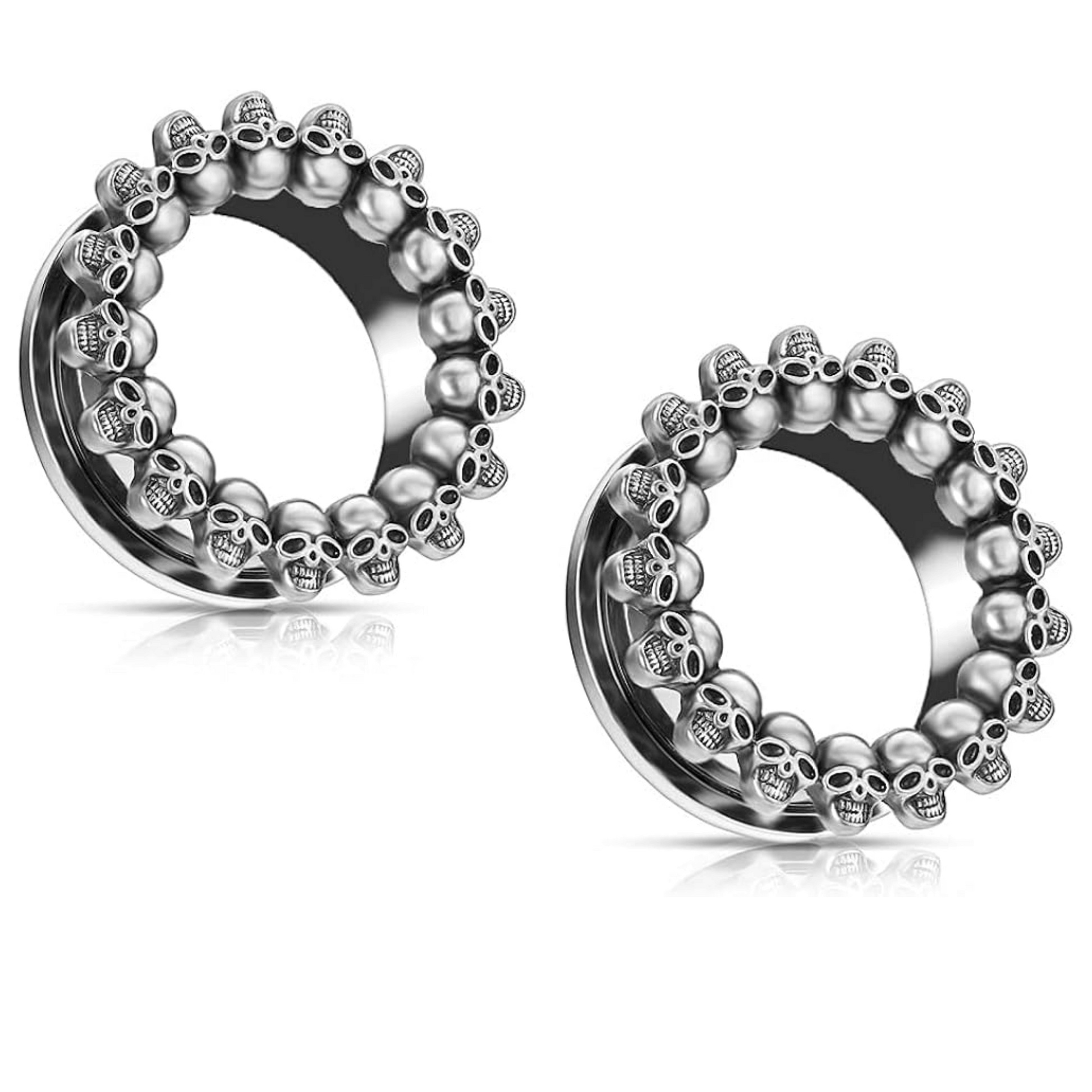 Circle of skulls ear lobe tunnels