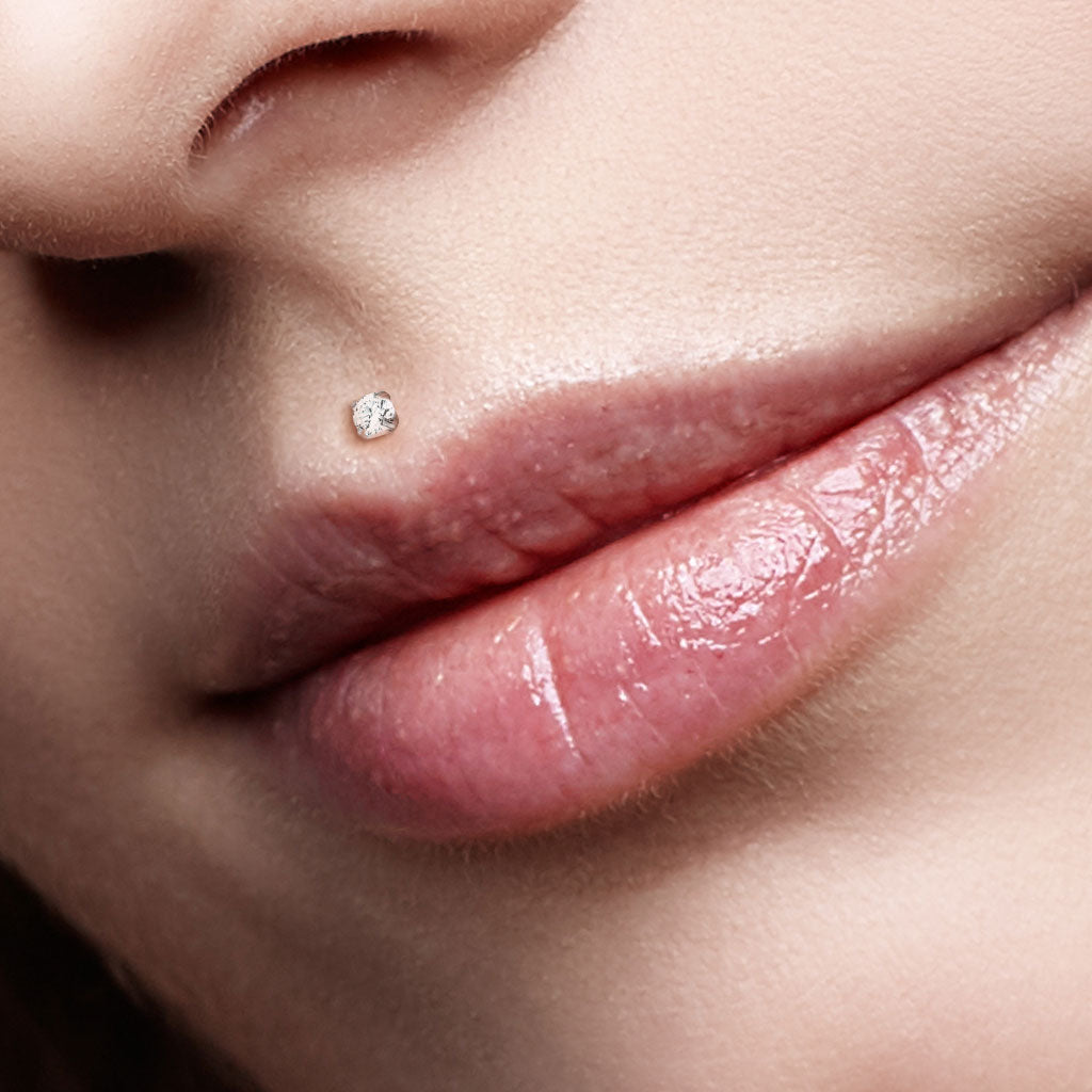 Clear Bioflex Push In Silver Round Gem Top Flat Back Stud model