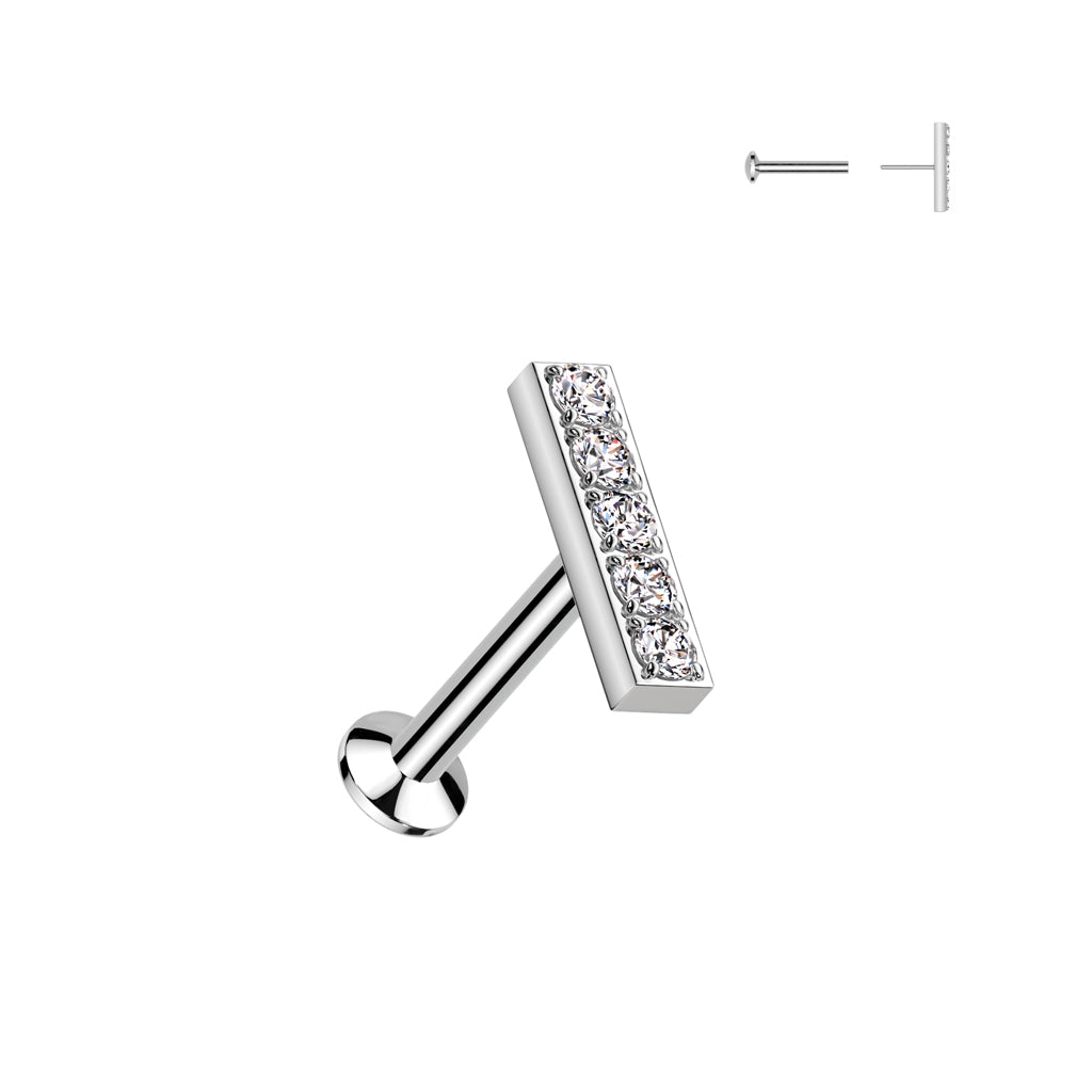 Clear CNC Gem Row Threadless Flat Back Stud