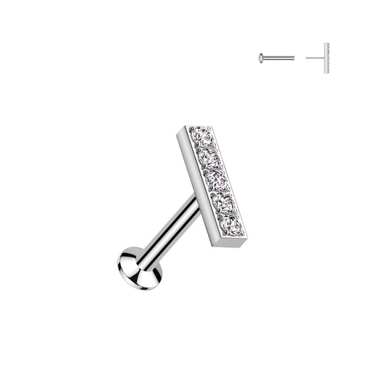 Clear CNC Gem Row Threadless Flat Back Stud