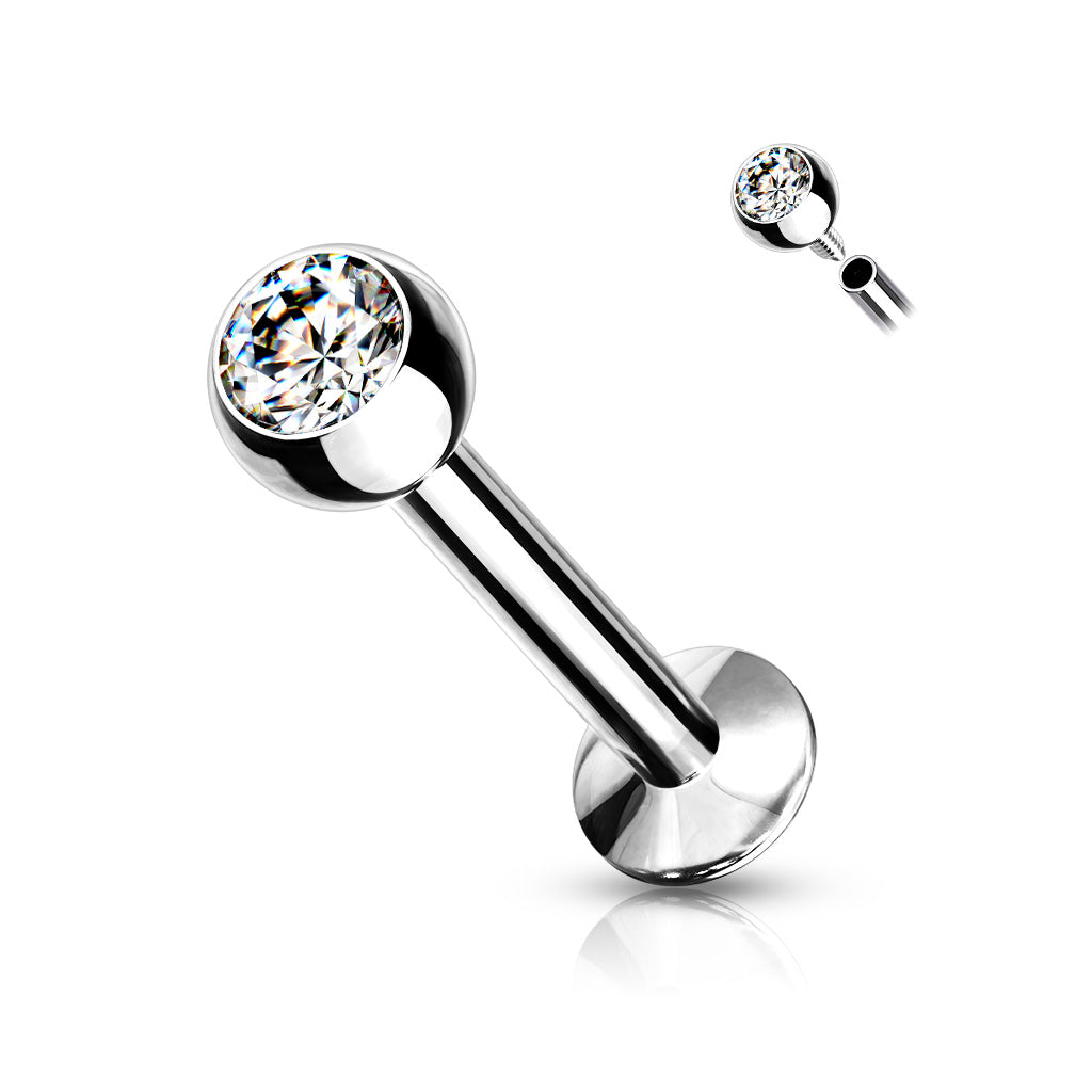 Clear Gem Ball Internally Threaded Flat Back Stud 