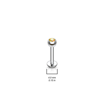 Clear Gem Ball Steel Flat Back Earring Labret Bar Dimensions