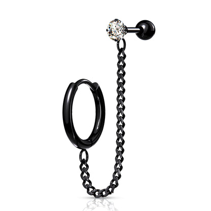 Clicker Hoop Black Chain Linked Cartilage Barbell