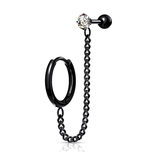 Clicker Hoop Black Chain Linked Cartilage Barbell
