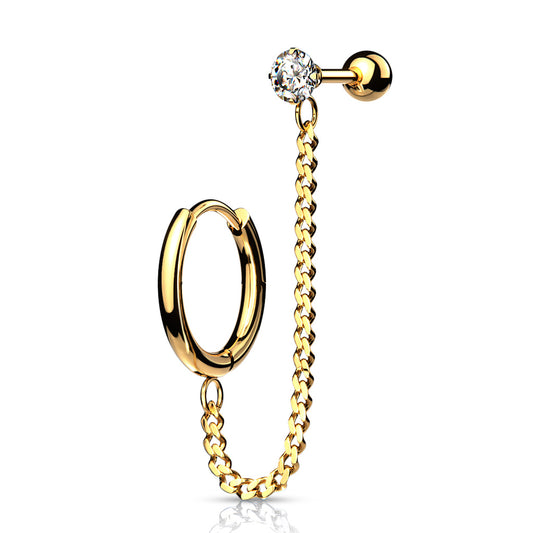 Clicker Hoop Gold Chain Linked Cartilage Barbell