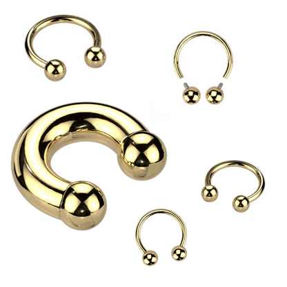 Titanium Gold Circular Internally Threaded Horseshoe 18g-00g Large Gauge
