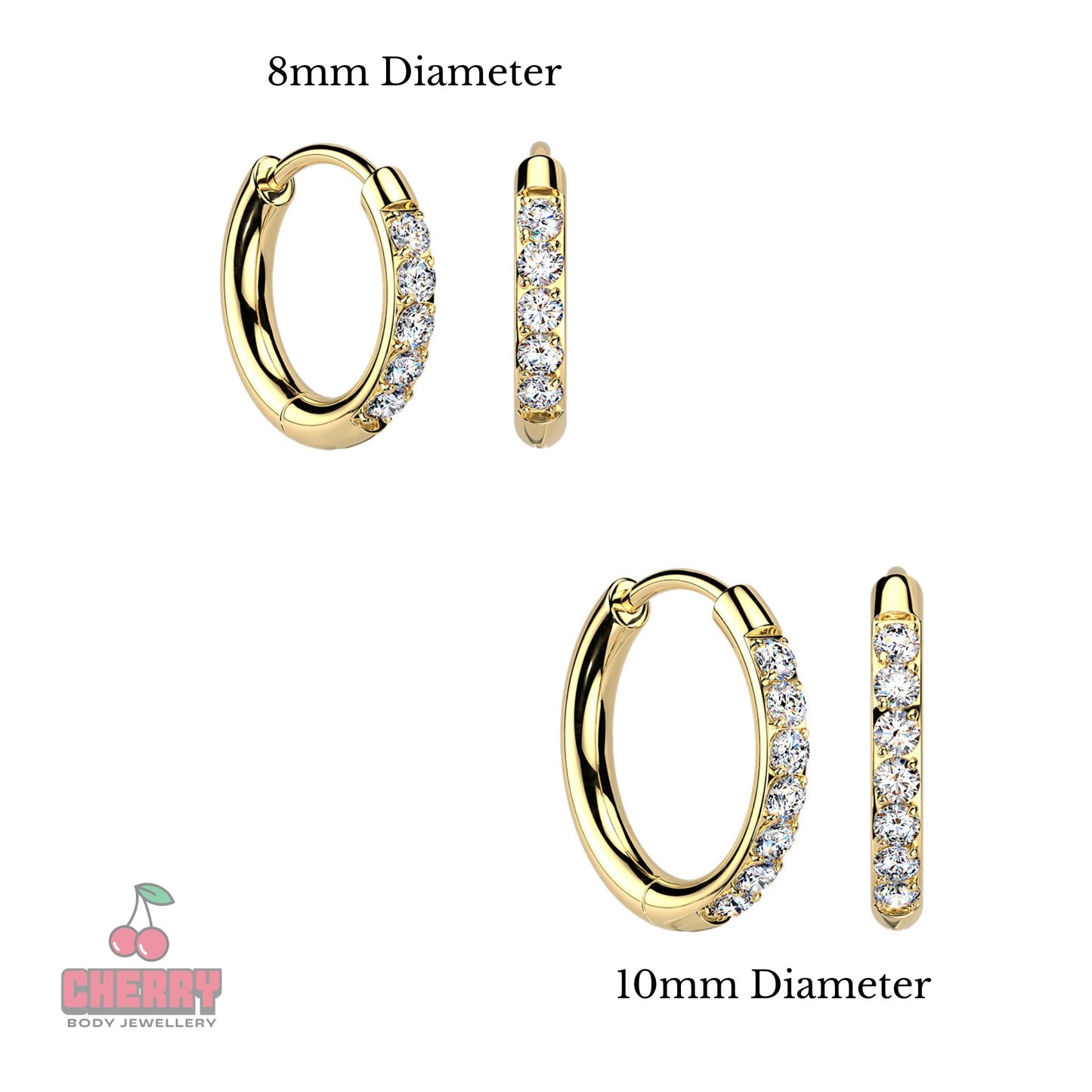 Titanium Gold Huggie CNC Set Cubic Zirconia Earrings