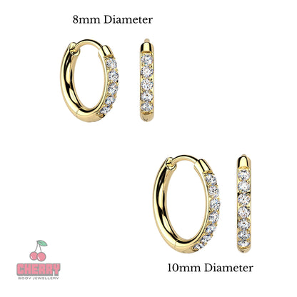 Titanium Gold Huggie CNC Set Cubic Zirconia Earrings