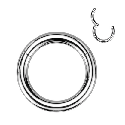 Titanium Silver Hinged Clicker Ring Large Gauge 12g-00g