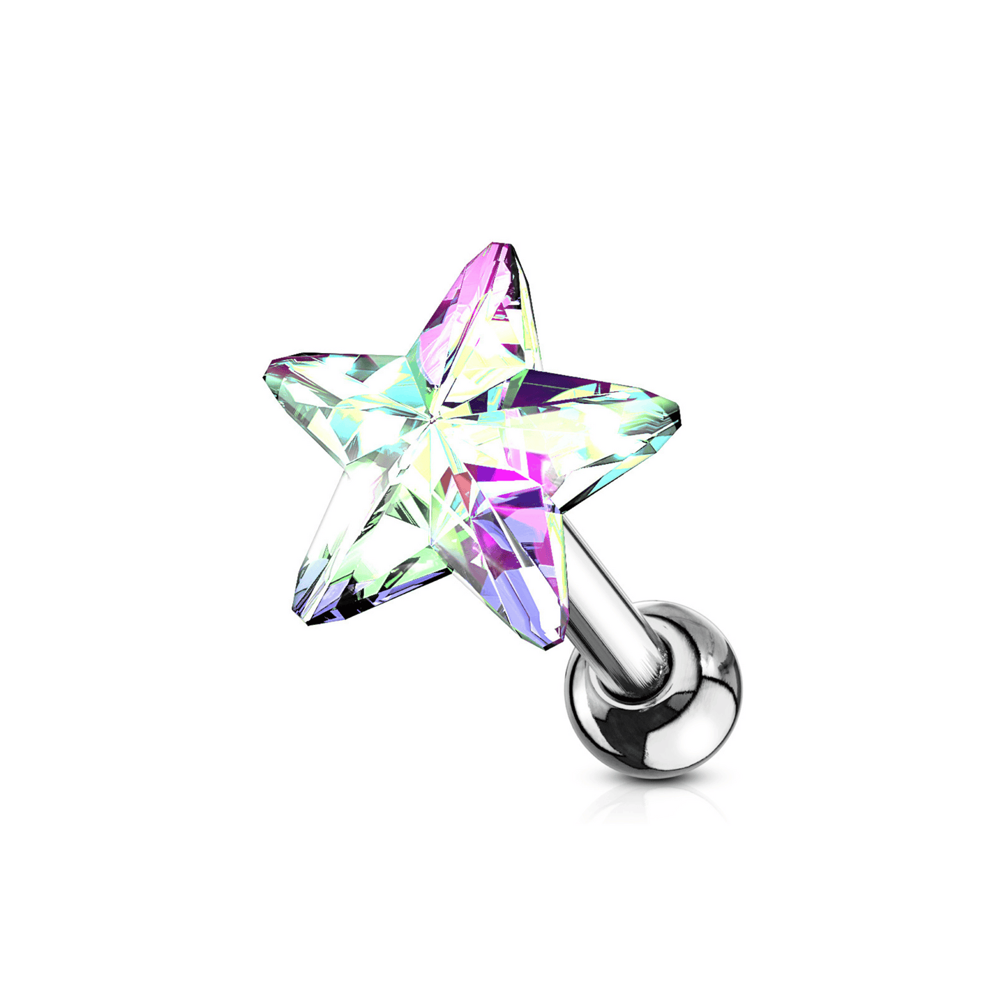 Crystal Star Gem Cartilage Bar Aurora Borealis