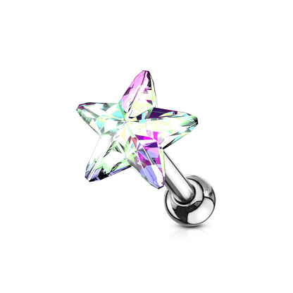 Crystal Star Gem Cartilage Bar Aurora Borealis