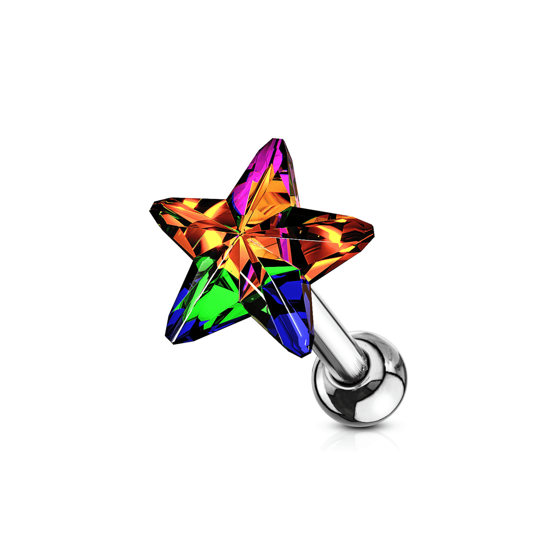 Crystal Star Gem Cartilage Bar Medium Vitrail