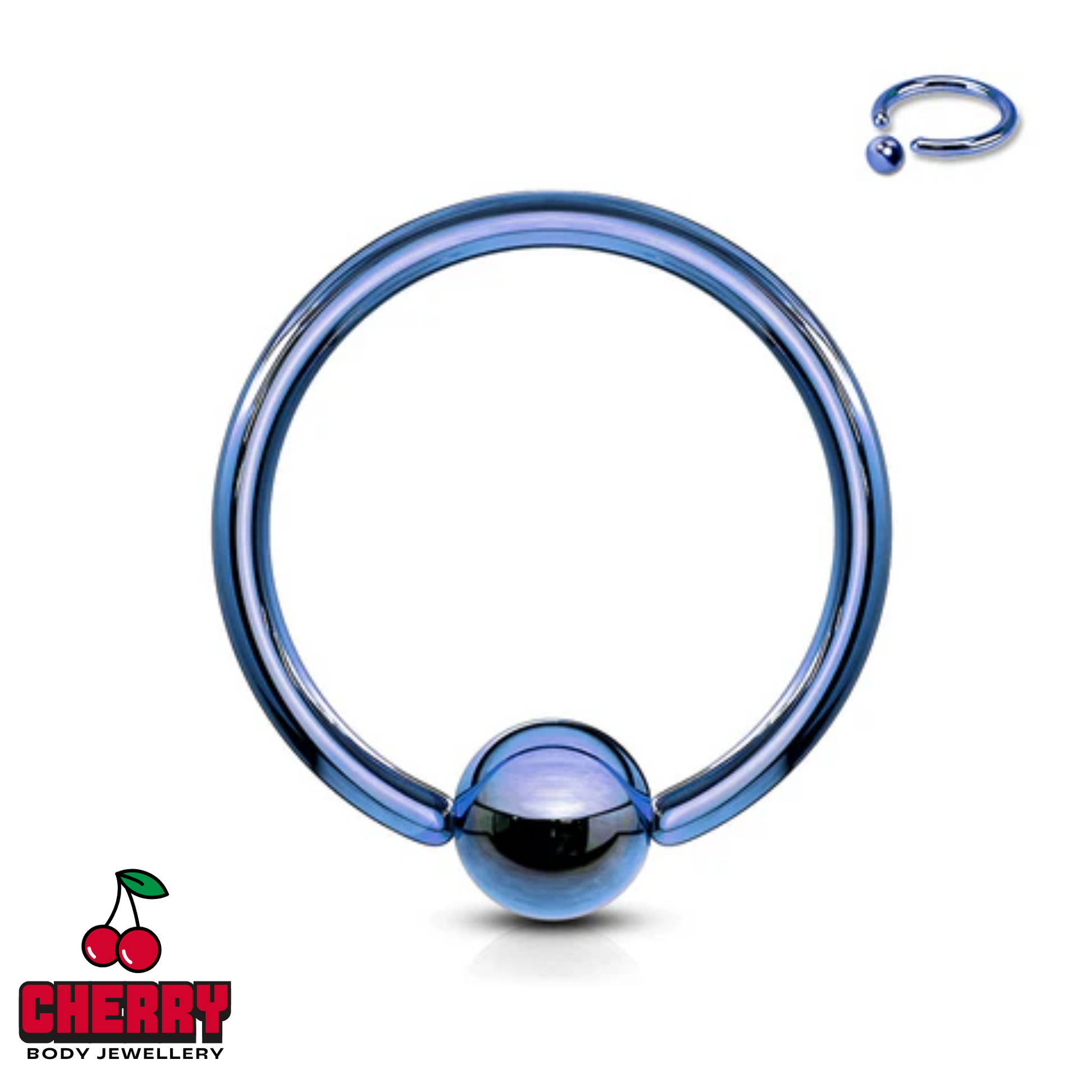 Dark Blue Steel Captive Bead Ring with ball