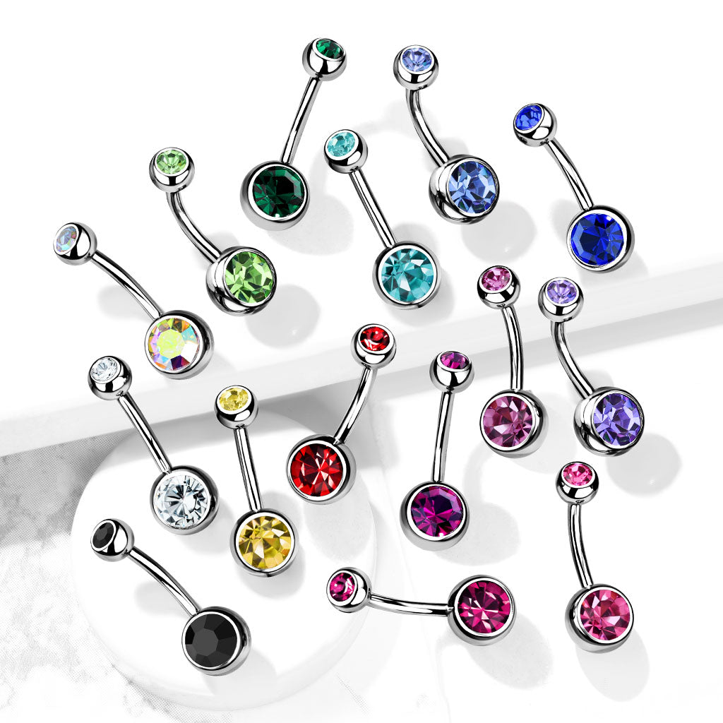 Double Gem Belly Button Bar