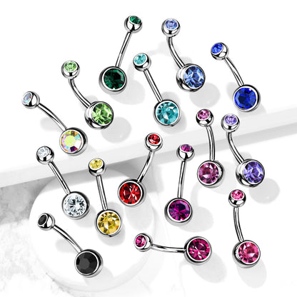 Double Gem Belly Button Bar