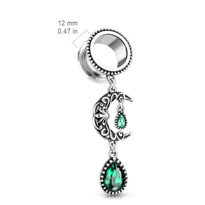 Emerald Green Stone Moon Dangle Tunnel dimensions