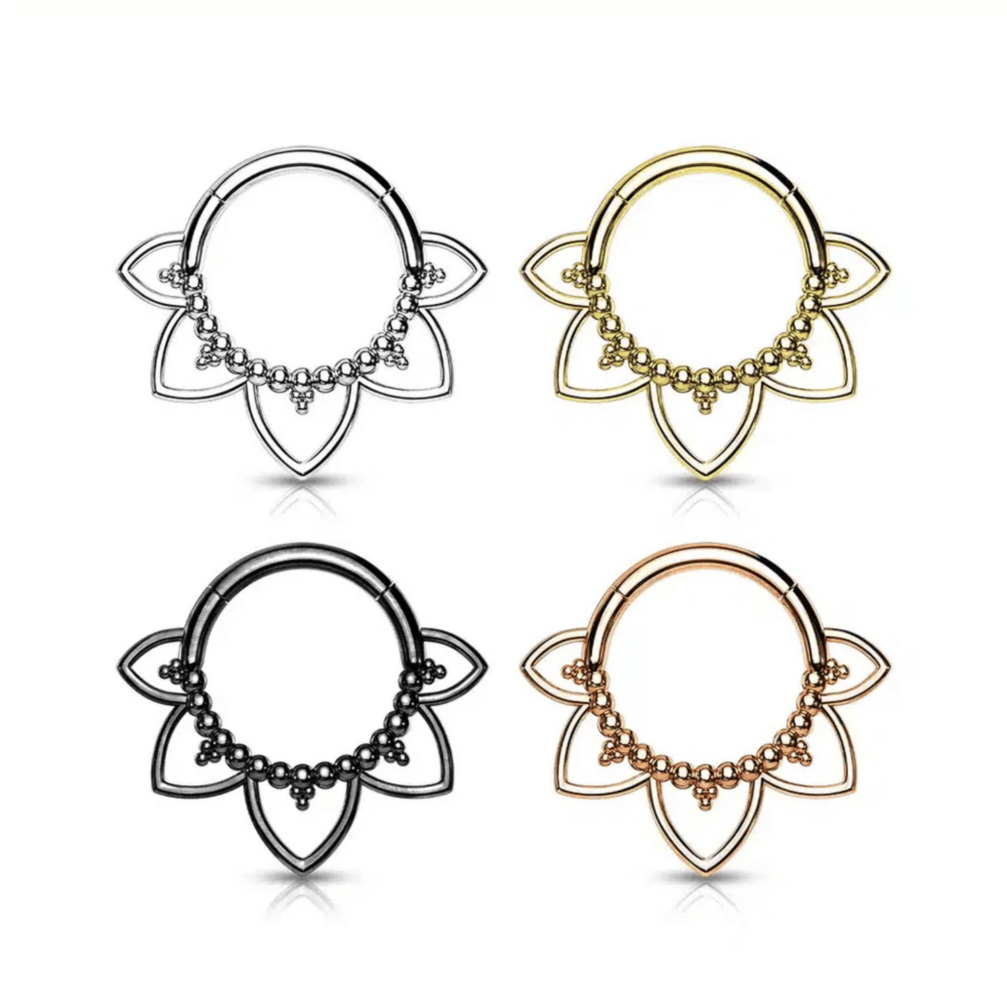 Filigree Lotus Hinged Clicker Ring 