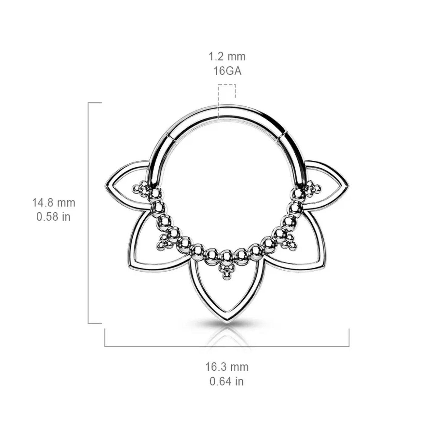 Filigree Lotus Hinged Clicker Ring 16g