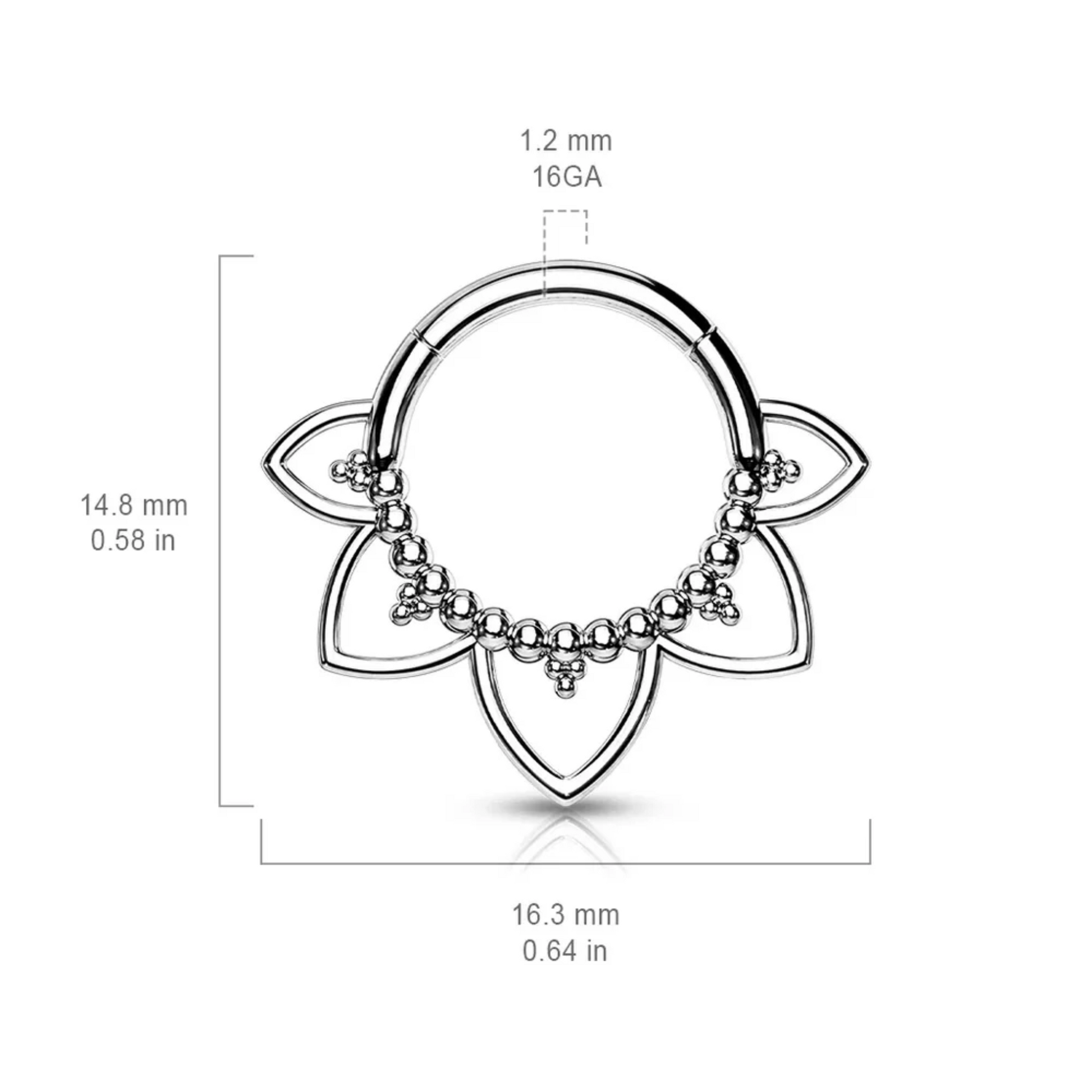 Filigree Lotus Hinged Clicker Ring 16g