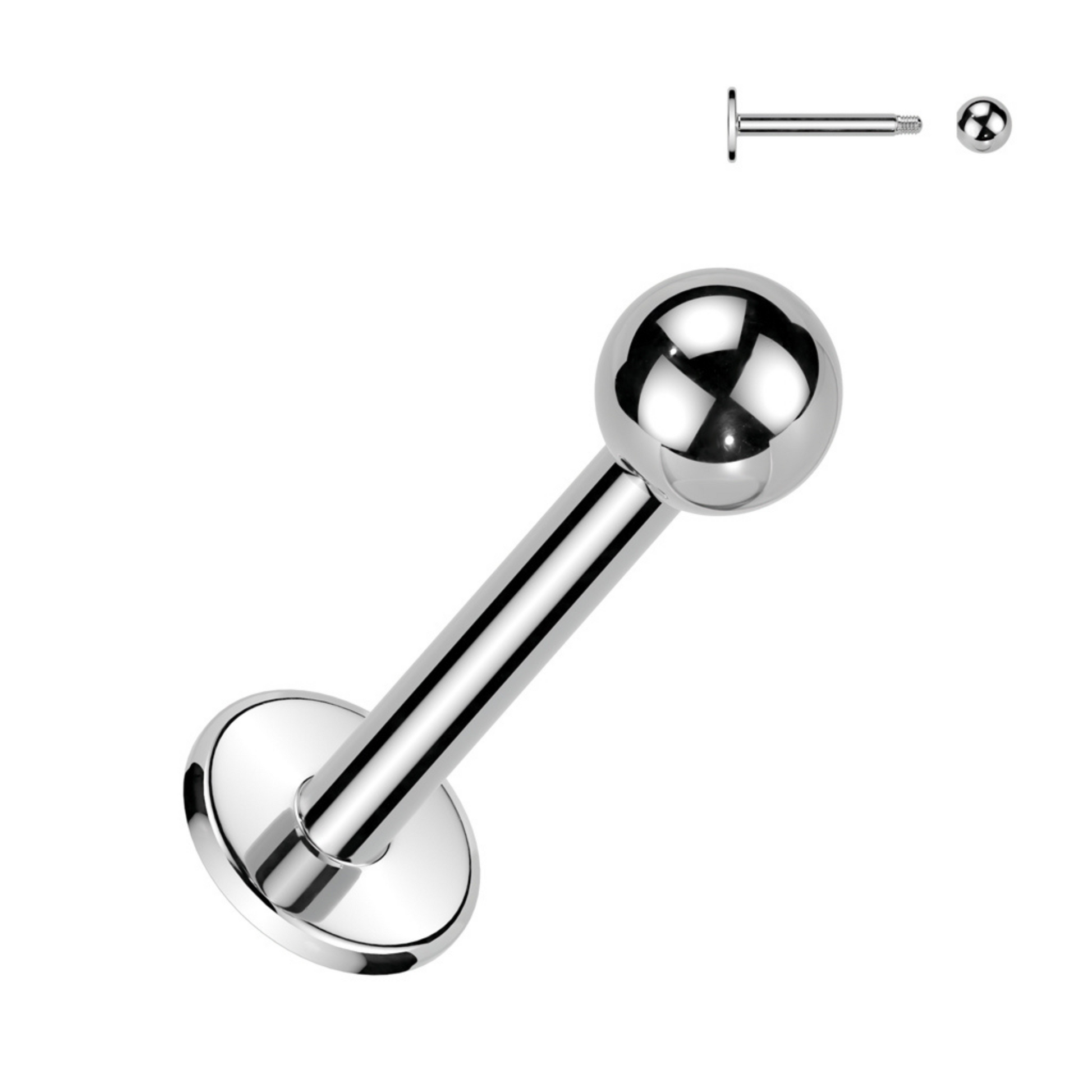 Flat Back Stud Bar with Ball 3 pack