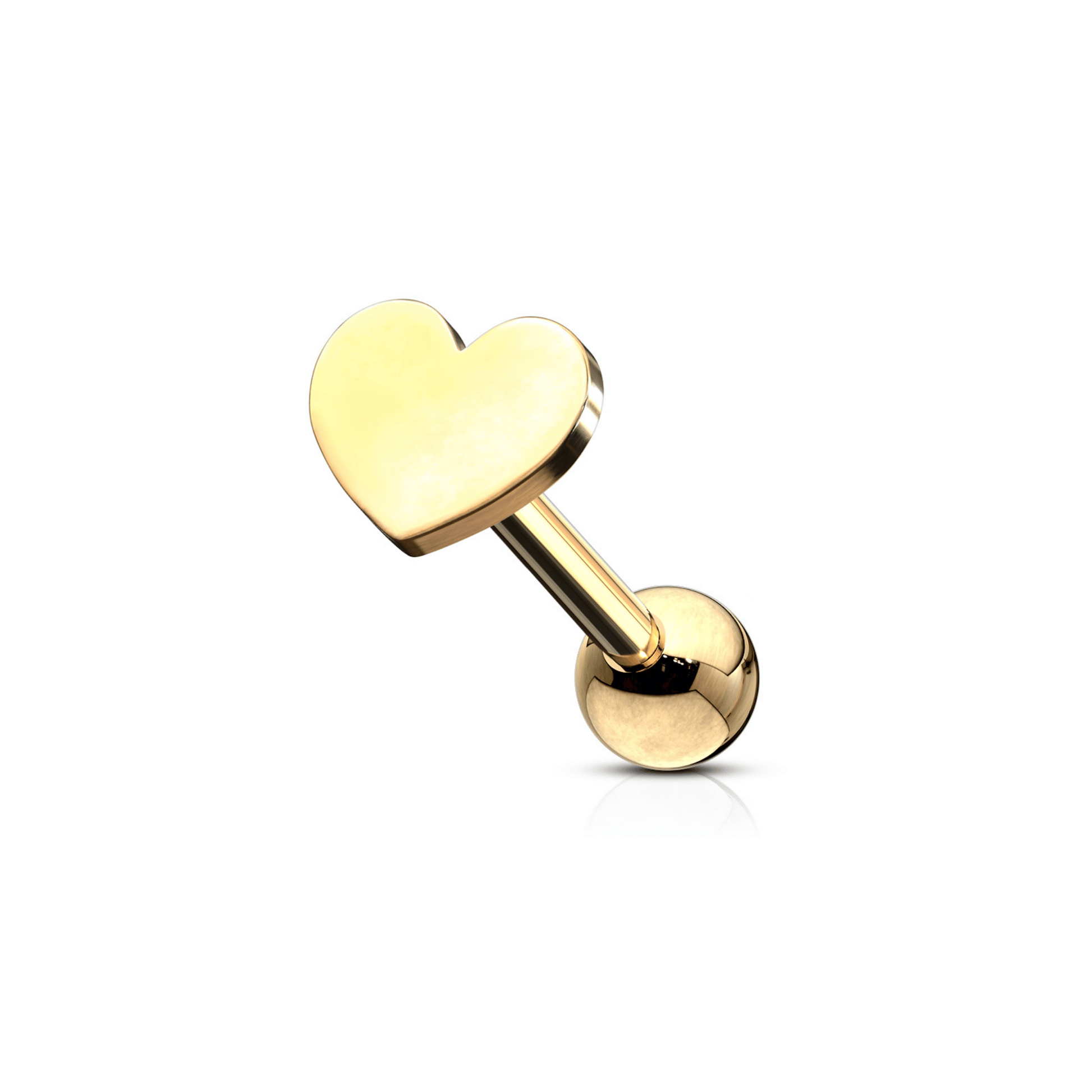 Flat Heart Ear Cartilage Piercing Bar Selection Gold