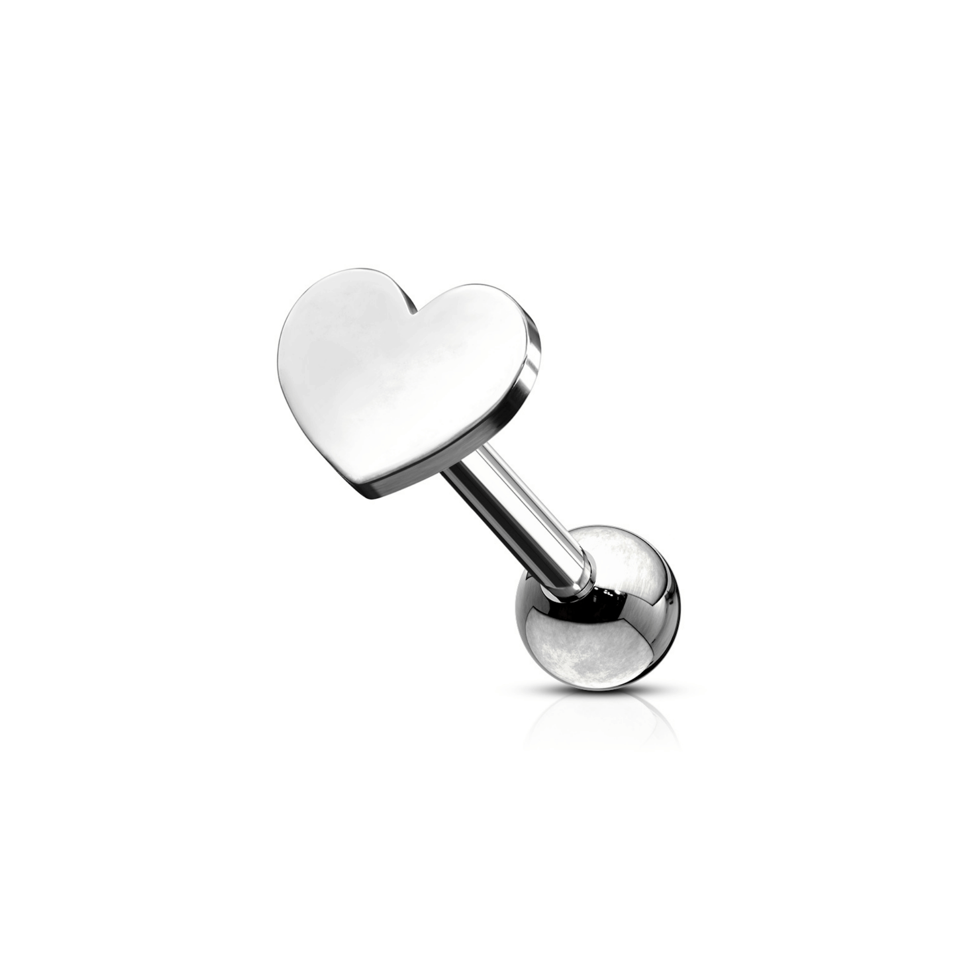 Flat Heart Ear Cartilage Piercing Bar Selection silver