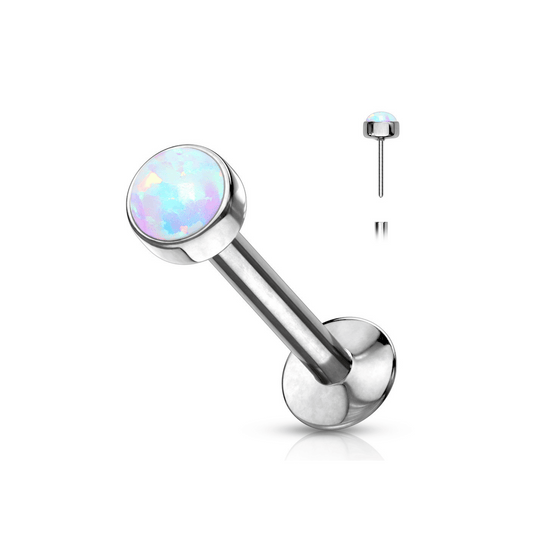 Flat set opalite gem threadless push in flat back stud white