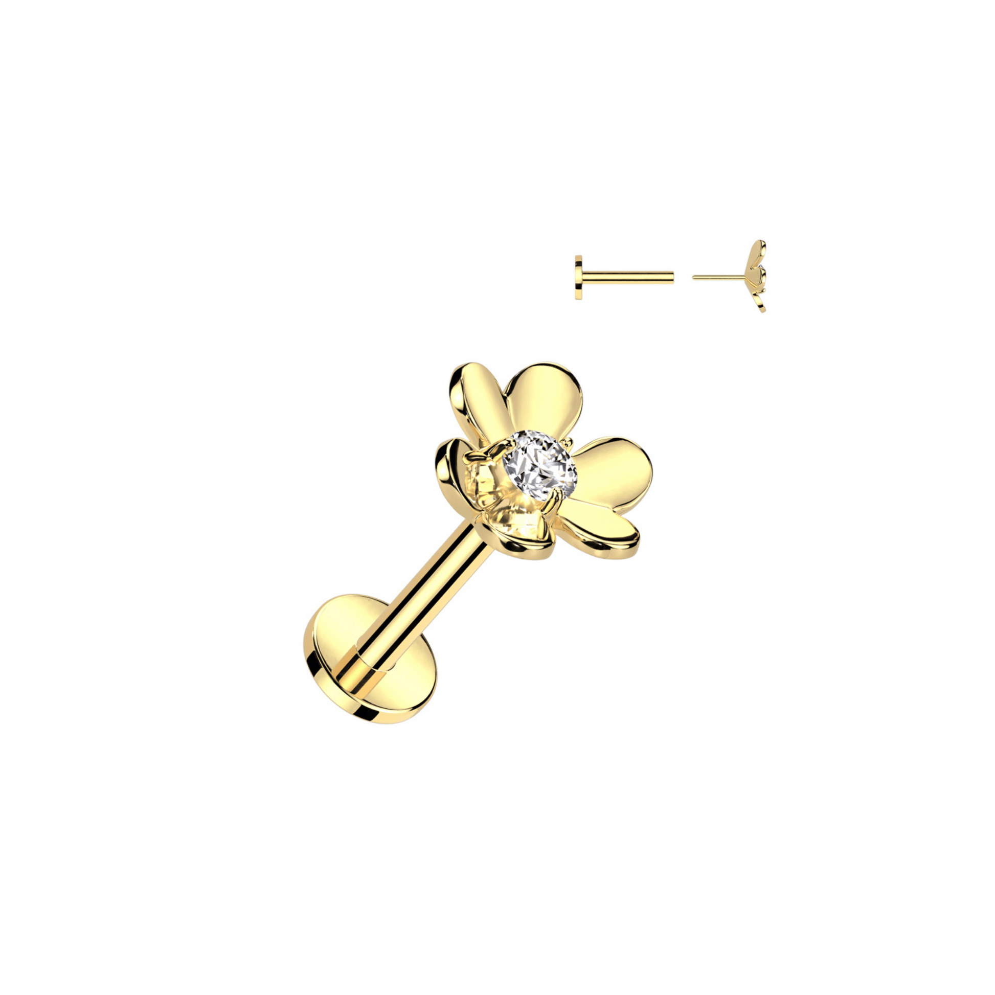 Flower threadless push in flat back stud