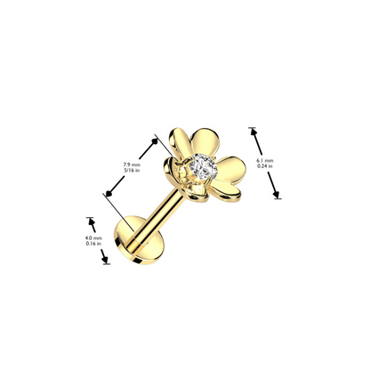 Flower threadless push in flat back stud dimensions