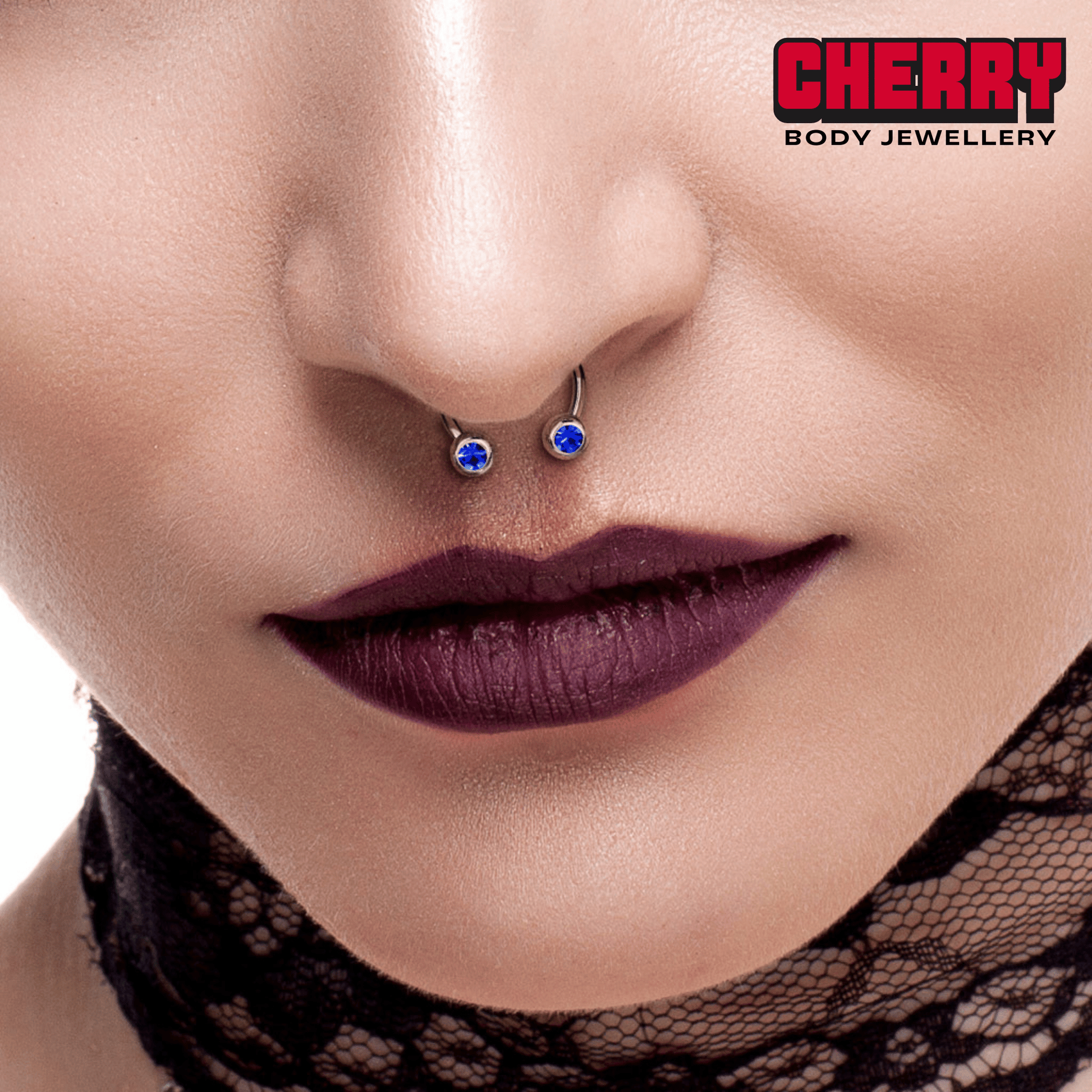 Front Facing Gems Curved Circular Horseshoe Barbell Septum Piercing
