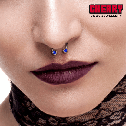 Front Facing Gems Curved Circular Horseshoe Barbell Septum Piercing