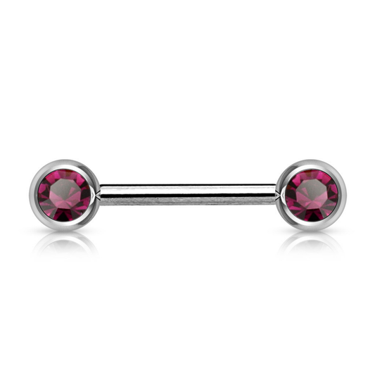 Front facing double gem nipple bar Deep Purple