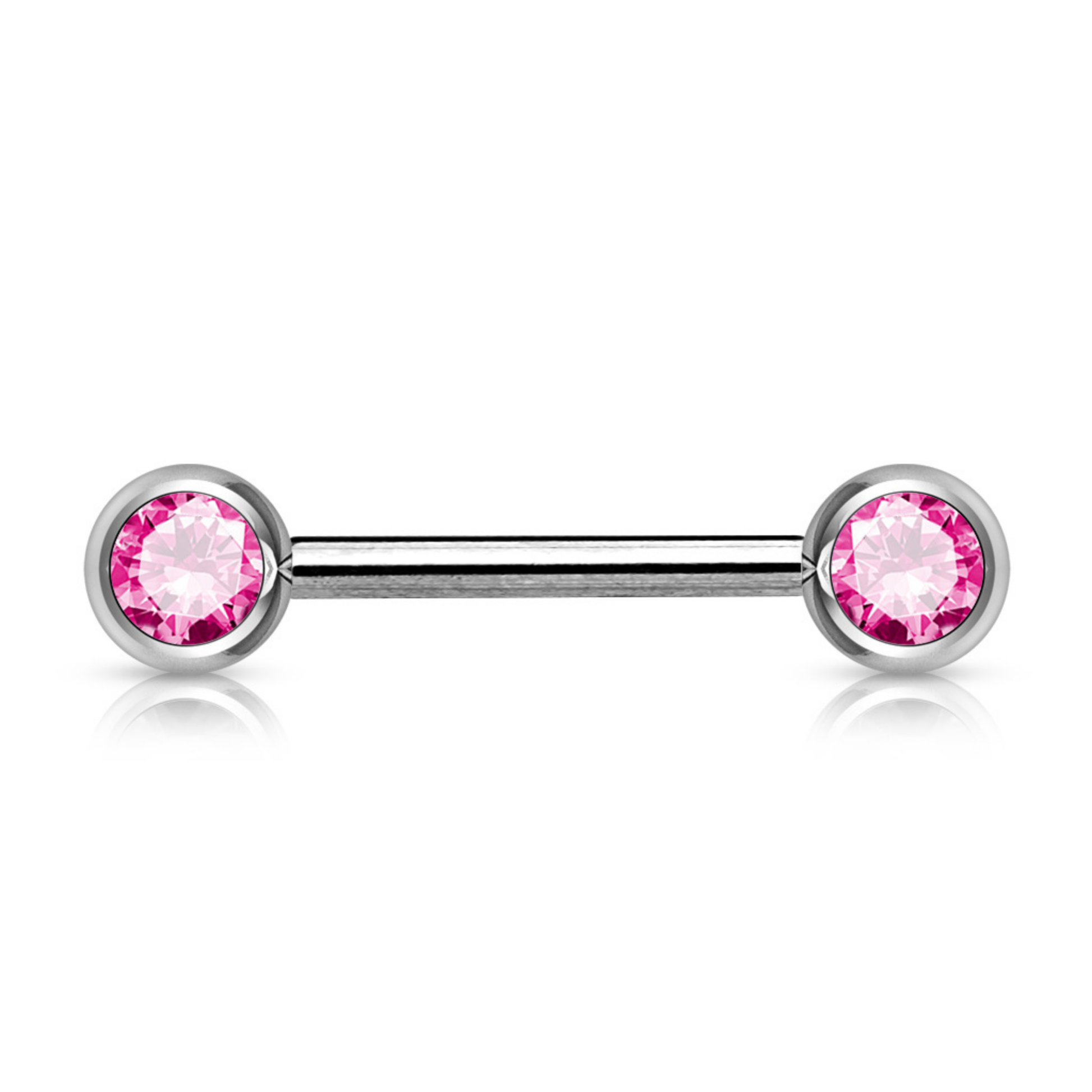 Front facing double gem nipple bar Sweet Pink