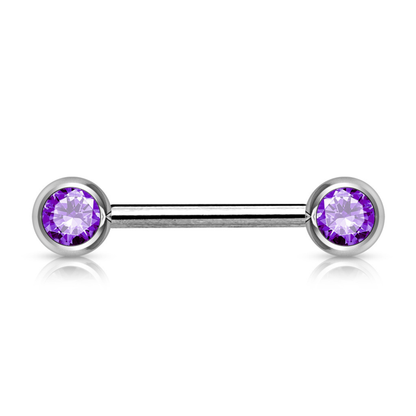 Steel Gem Nipple Barbell 14g 16mm - 4 Pack *CLEARANCE*