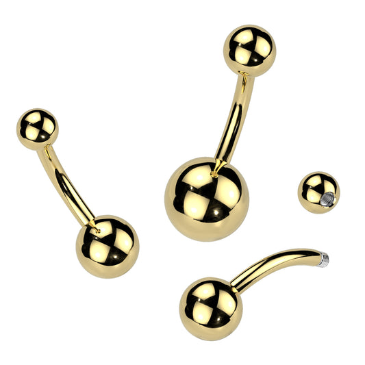 Gold Steel Belly Button Bar 14g