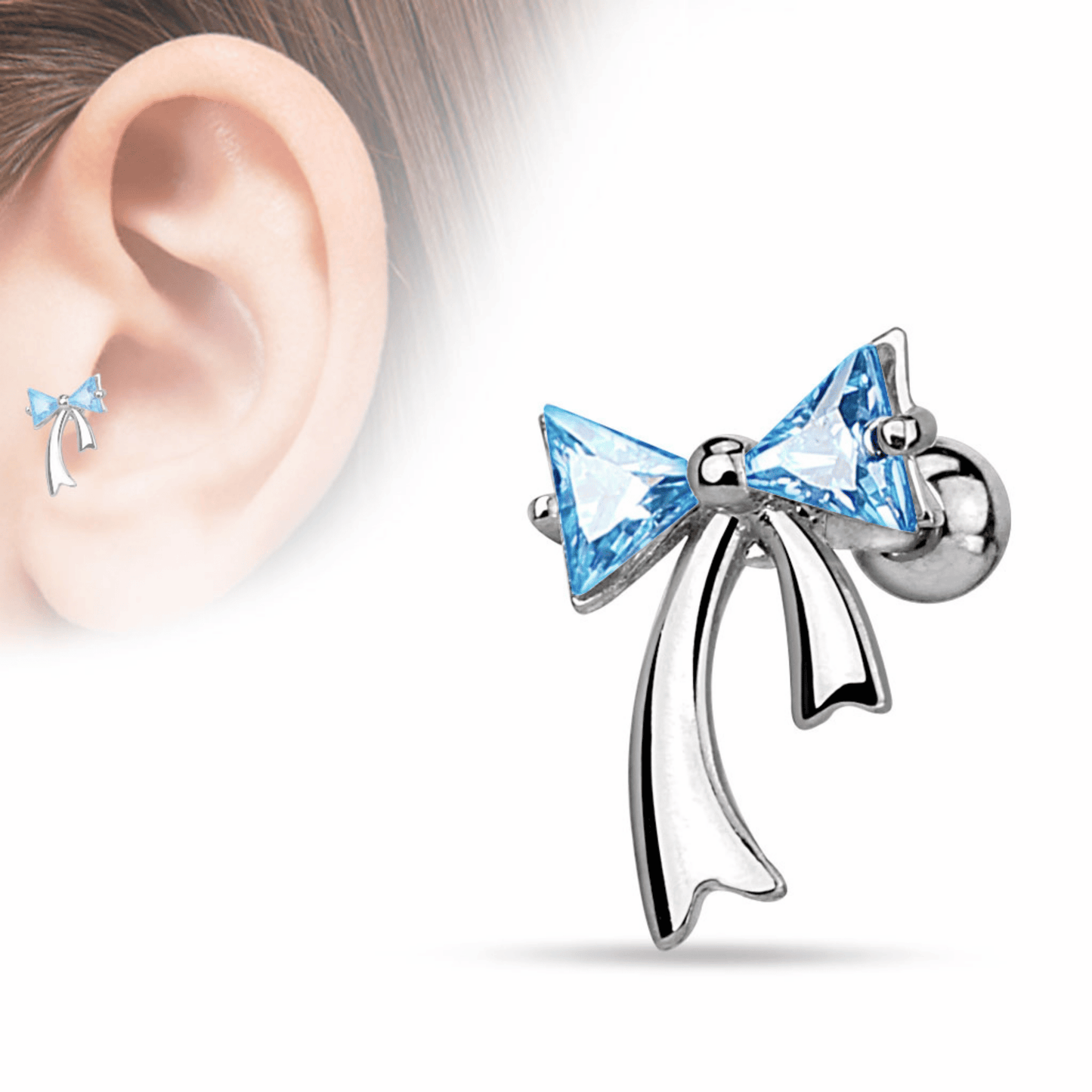 Gem Bow Cartilage Ear Piercing Bar