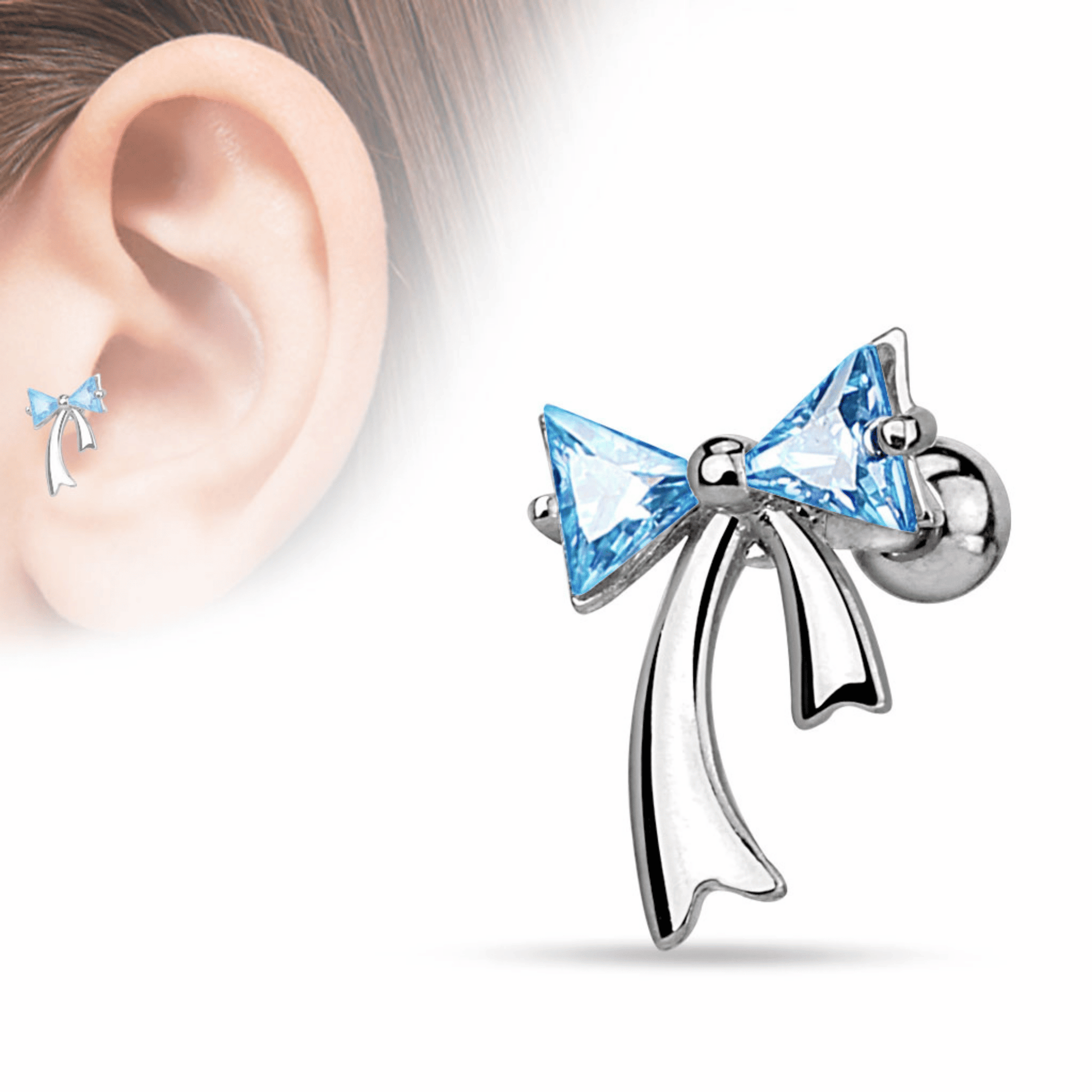 Gem Bow Cartilage Ear Piercing Bar