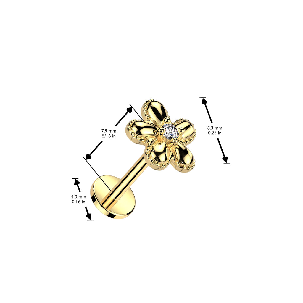 Gem Centre Flower Flat Back Stud dimensions
