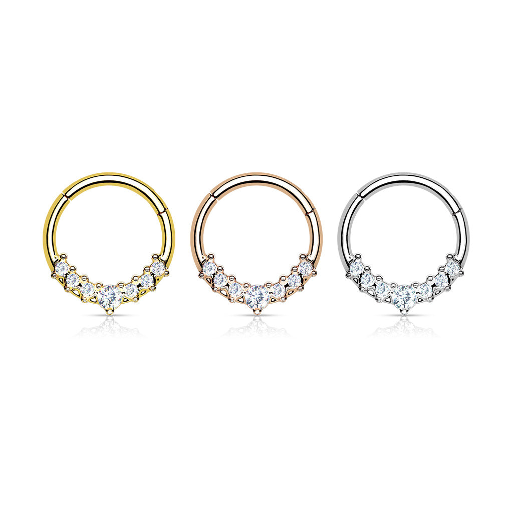 Gem Fan Hinged Clicker Ring 16g