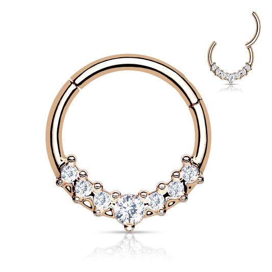 Gem Fan Rose Gold Hinged Clicker Ring