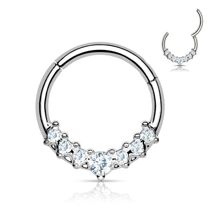 Gem Fan Silver Hinged Clicker Ring 16g