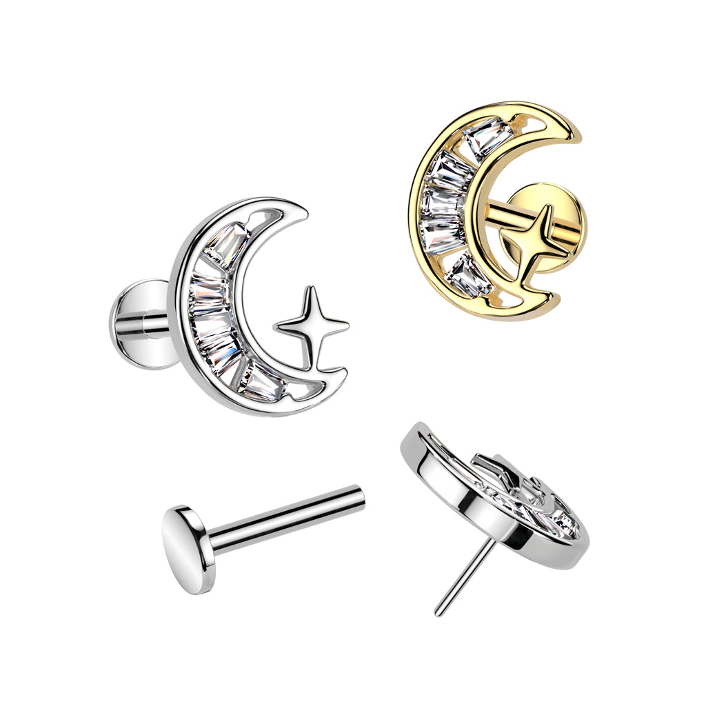 Gem Moon Flat Back Stud