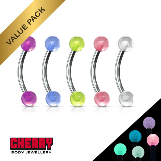 Glow in the dark ball eyebrow bars