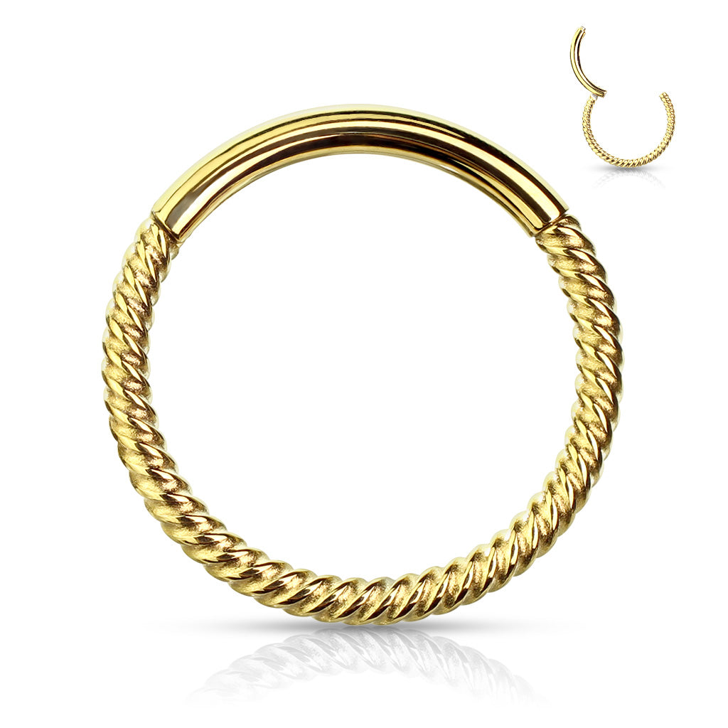 Gold Braided Hinged Clicker Ring 18g-16g