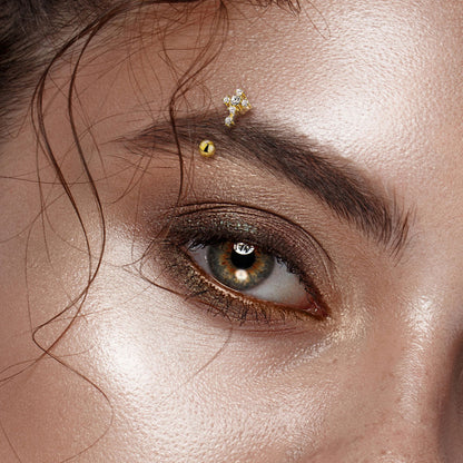 Gold Clear Gem Cross Curved Piercing Barbell