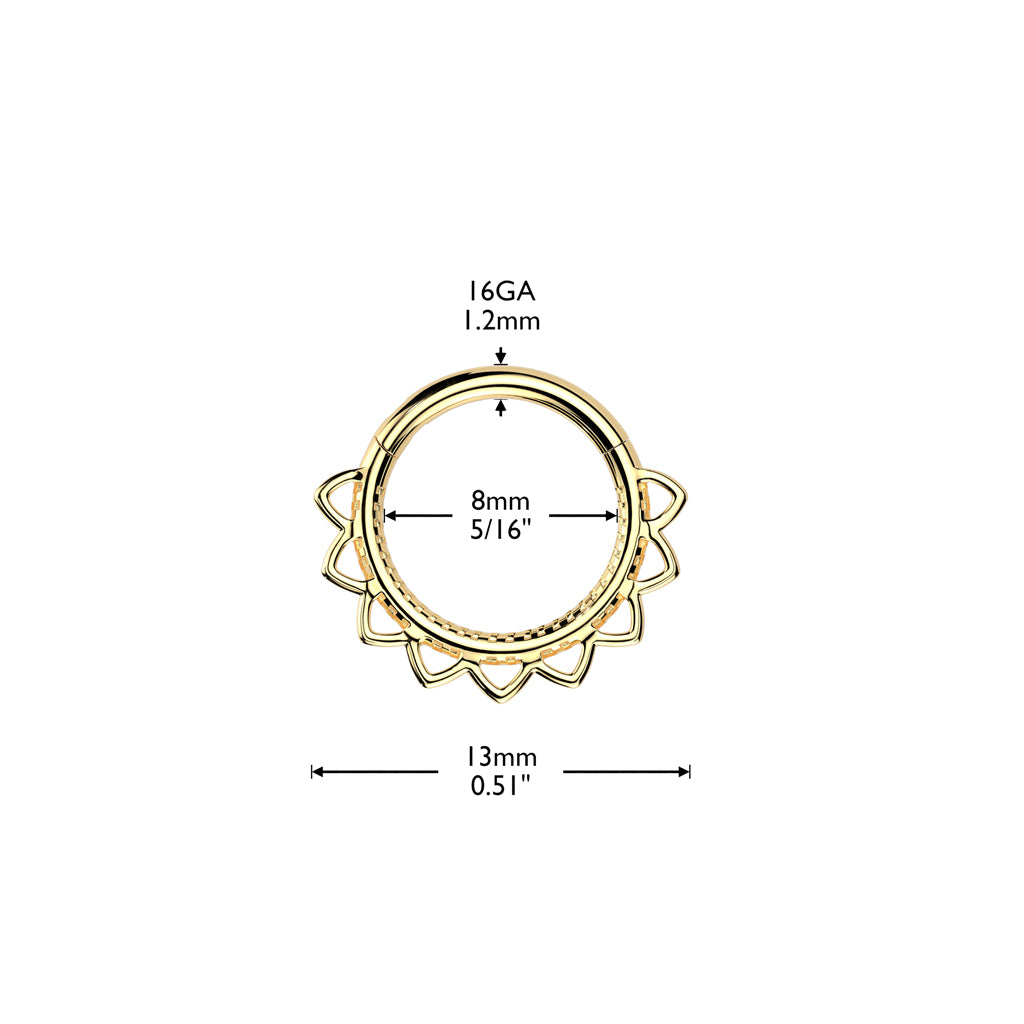 Gold Heart Filigree Hinged Clicker Ring